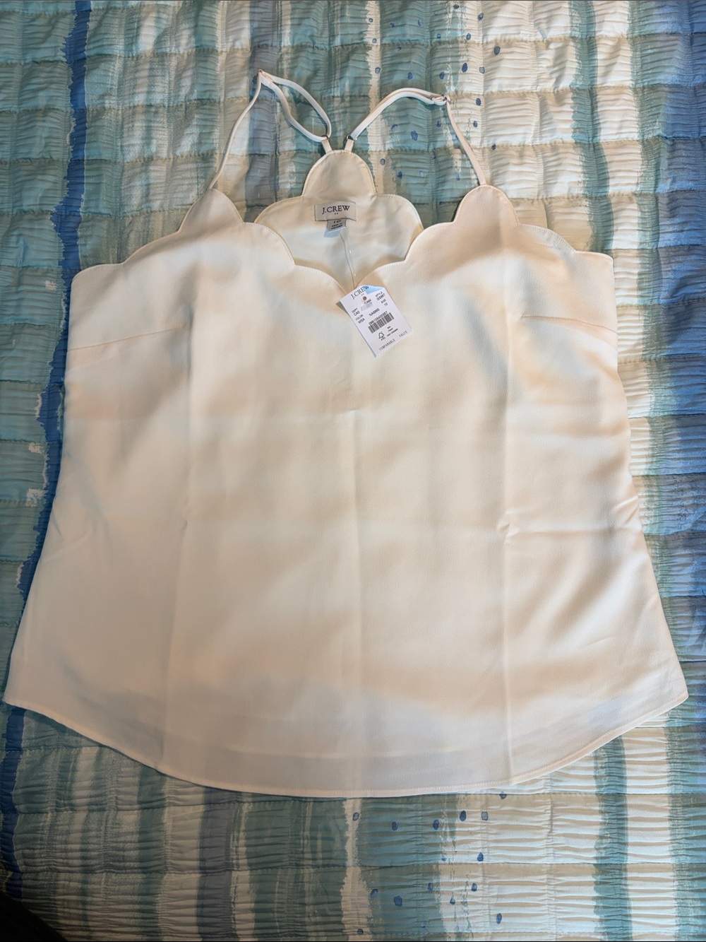 NWT: J. Crew Cream Scalloped Silk-Blend Cami - Picture 2 of 7